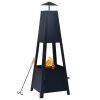 vidaXL Fire Pit Black 13.8"x13.8"x39" Steel - Black