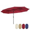 15x9ft Large Double-Sided Rectangular Outdoor Twin Patio Market Umbrella w/Crank-burgundy - burgundy