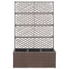 vidaXL Trellis Raised Bed with 3 Pots 32.7"x11.8"x51.2" Poly Rattan Brown - Brown