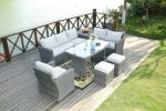 Direct Wicker 7 PCS Outdoor PE Rattan Wicker Sofa Rattan Patio Garden Furniture, With Wide Cabinet, Gray - Grey