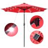 9ft Aluminum Patio Umbrella w/ 32 LEDs Red - As Picture