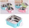 Stainless Steel Pet Crate Bowl Removable Cage Hanging Bowls with Bolt Holder for Pets - green