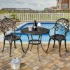 Outdoor Patio Furniture Set Cast Aluminum 3pcs Bistro Table Set  - Bronze - Patio Furniture