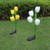 LED Tulip Flower Stake Light Solar Energy Rechargeable Garden Patio Pathway - Yellow