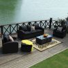 Direct Wicker Aluminum 5-piece Outdoor PE Rattan Wicker Sofa Rattan Patio Garden Furniture ,Gray - Black Wicker