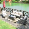 Direct Wicker Aluminum 5-piece Outdoor PE Rattan Wicker Sofa Rattan Patio Garden Furniture ,Gray - Gray Wicker