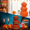 Halloween 3-Tier Color-Changing Lighted Ceramic Pumpkin Lantern - As show