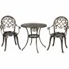 Outdoor Patio Furniture Set Cast Aluminum 3pcs Bistro Table Set  - Bronze - Patio Furniture