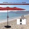 15 FT Outdoor Umbrella Double-Sided Patio Market Umbrella with Base, Crank, 100% Polyester Canopy - Red