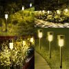 12 Pcs LED Stainless Steel Outdoor Garden Solar Lights for Pathway Walkway Patio Yard Lawn Cool White XH - Warm White