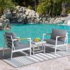 Outdoor Patio Aluminum Chair; Furniture Single Armchair with Cushions for Restaurant Courtyard or Garden; Gray - Gray