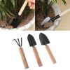 3pcs Mini Garden Shovel Rake Spade Erramientas Bonsai Tools Set Wooden Handle for Flowers Potted Plant Garden Tools - Mini Garden Shovel