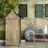 Outdoor Storage Cabinet Tool Shed Wooden Garden Shed with Floor;  Hooks and Asphalt Waterproof Roof; Organizer Wooden Lockers with Fir Wood - Natural