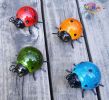 Set of 4 Cute Metal Ladybugs Garden Sculptures & Statues  - Blue