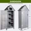 Outdoor Storage Cabinet Tool Shed Wooden Garden Shed with Floor;  Hooks and Asphalt Waterproof Roof; Organizer Wooden Lockers with Fir Wood - Grey