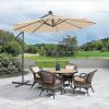 10 FT Solar LED Patio Outdoor Umbrella Hanging Cantilever Umbrella Offset Umbrella Easy Open Adustment with 24 LED Lights - tan - Tan