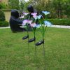 LED Morning Glory Stake Light Solar Energy Rechargeable for Outdoor Garden Patio - Pink