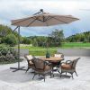 10 FT Solar LED Patio Outdoor Umbrella Hanging Cantilever Umbrella Offset Umbrella Easy Open Adustment with 32 LED Lights - Dark Taupe