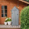 Outdoor Storage Cabinet Tool Shed Wooden Garden Shed with Floor;  Hooks and Asphalt Waterproof Roof; Organizer Wooden Lockers with Fir Wood - Grey