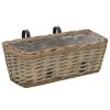 vidaXL Balcony Planter 2 pcs Wicker with PE Lining 15.7" - Brown