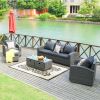 Direct Wicker Aluminum 5-piece Outdoor PE Rattan Wicker Sofa Rattan Patio Garden Furniture ,Gray - Black Wicker