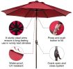 SR Patio Outdoor Market Umbrella with Aluminum Auto Tilt and Crank - Red