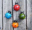 Set of 4 Cute Metal Ladybugs Garden Sculptures & Statues  - Green