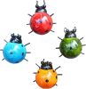 Set of 4 Cute Metal Ladybugs Garden Sculptures & Statues  - Red