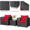 3 Pcs Patio wicker Furniture Set with Cushion
 - Red