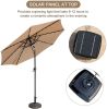 9 Ft Market Outdoor Aluminum Table Umbrella with Solar LED Led lights and Push Button Tilt - Beige