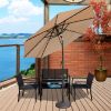 9 Ft Market Outdoor Aluminum Table Umbrella with Solar LED Led lights and Push Button Tilt - Beige