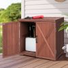 Storage Cabinet with Double Doors Solid Fir Wood Tool Shed Garden Organizer - Reddish Brown - Wood, Fir Wood