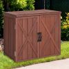 Storage Cabinet with Double Doors Solid Fir Wood Tool Shed Garden Organizer - Reddish Brown - Wood, Fir Wood