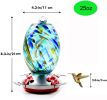 Garden Hummingbird Feeder with Perch - Hand Blown Glass - Blue