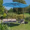 10 Feet Patio Solar Powered Cantilever Umbrella with Tilting System - Blue