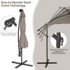 10 Feet Patio Solar Powered Cantilever Umbrella with Tilting System - Coffee