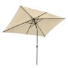 10x6.5ft Aluminum Patio Umbrella w/ 20 LEDs Beige - As Picture