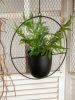 Modern Planter Flower Pot Plant Holder Metal Hanging Planter - White-round