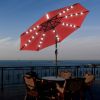 9ft Aluminum Patio Umbrella w/ 32 LEDs Red - As Picture