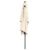 10x6.5ft Aluminum Patio Umbrella w/ 20 LEDs Beige - As Picture