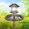 51*51*106cm Plastic Round Birdbath with Solar Light Bronze - as picture