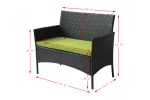 Patio outdoor rattan furniture -4 piece loveseat +2 armchair+coffie table for garden 4 PC Garden Patio Furniture - Black