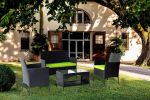 Patio outdoor rattan furniture -4 piece loveseat +2 armchair+coffie table for garden 4 PC Garden Patio Furniture - Black