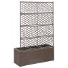 vidaXL Trellis Raised Bed with 3 Pots 32.7"x11.8"x51.2" Poly Rattan Brown - Brown