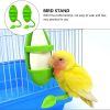 1PC Parrot Feeder With Standing Rack Cuttlefish Bone Holder Plastic Hanging Food Container Cage Accessories Pet Bird Supplies - green