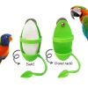 1PC Parrot Feeder With Standing Rack Cuttlefish Bone Holder Plastic Hanging Food Container Cage Accessories Pet Bird Supplies - green