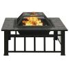 vidaXL Garden Fire Pit with Poker 31.9"x31.9"x18.5" XXL Steel - Black