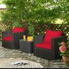 3 Pcs Patio wicker Furniture Set with Cushion
 - Red