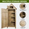 Outdoor Storage Cabinet Tool Shed Wooden Garden Shed with Floor;  Hooks and Asphalt Waterproof Roof; Organizer Wooden Lockers with Fir Wood - Natural