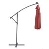 10 FT Solar LED Patio Outdoor Umbrella Hanging Cantilever Umbrella Offset Umbrella Easy Open Adustment with 32 LED Lights - Red